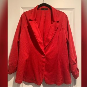 Red One-Button Blazer